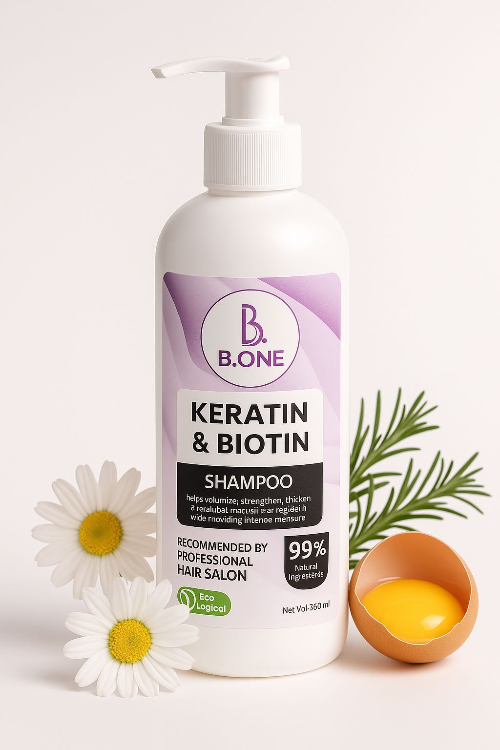 B.ONE Keratin Shampoo 360ml | Smooth, Frizz-Free Hair