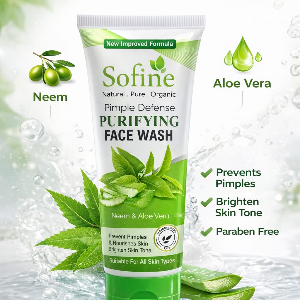 Sofine Pimple Defence Purifying Face Wash – Neem & Aloe Vera Extracts