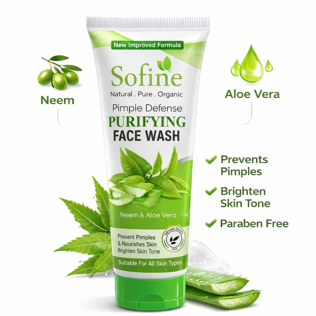 Sofine Pimple Defence Purifying Face Wash – Neem & Aloe Vera Extracts