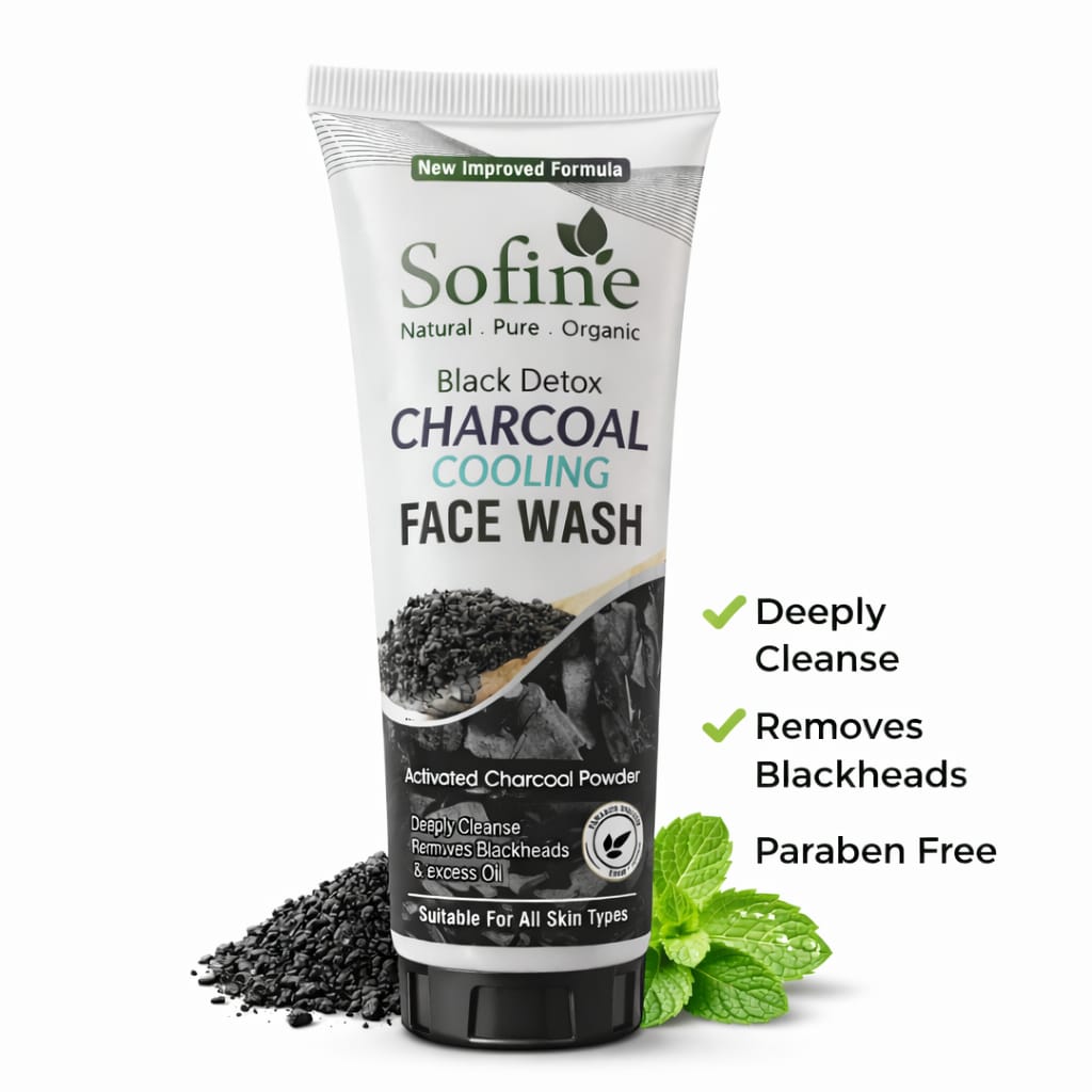 Sofine Black Detox Charcoal Cooling Face Wash – Deep Cleansing & Oil Control Formula