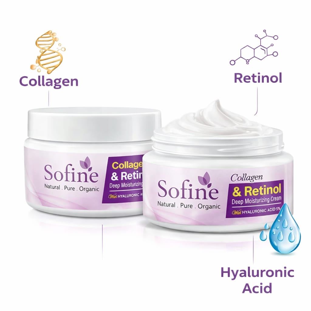 Sofine Collagen & Retinol Deep Moisturizing Cream with Hyaluronic Acid 5% – Elasticity & Anti-Aging